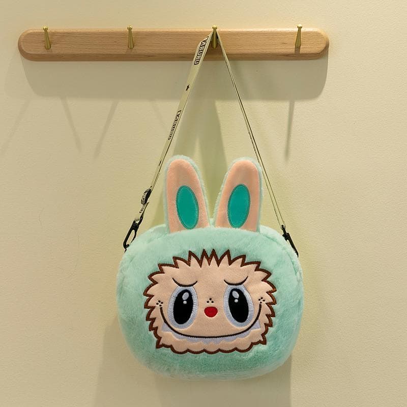 Cute And Colorful Labubu Plush Animal Shoulder Bag Stylish Crossbody Purse For Children Green Large