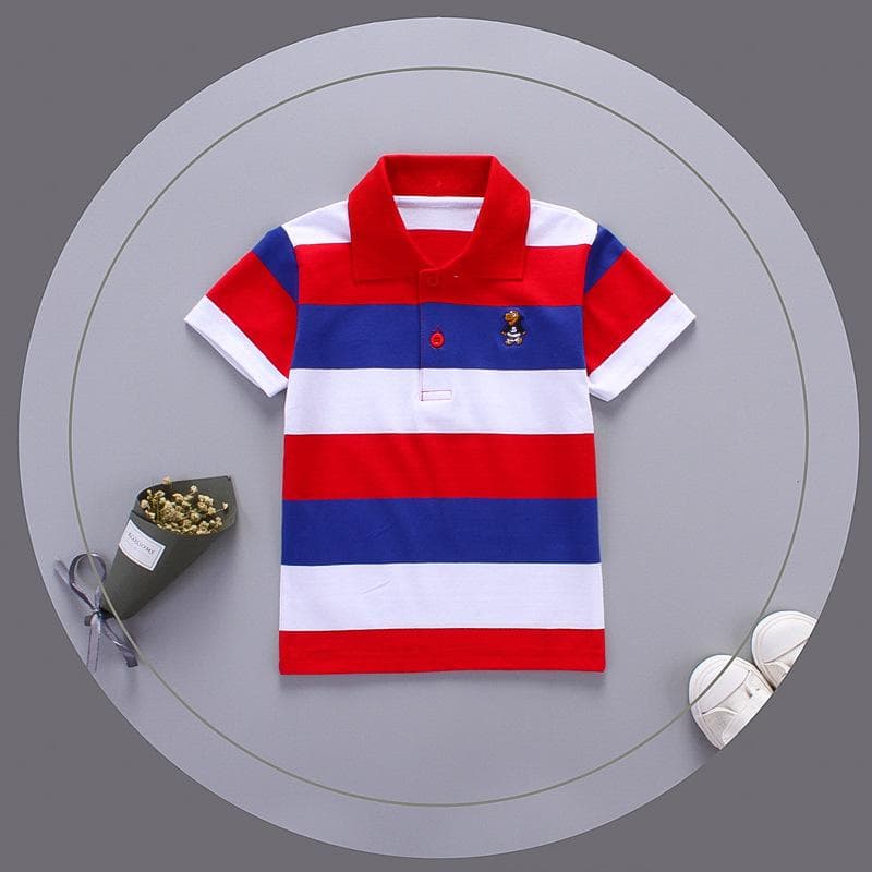 Boys' Short-sleeved Polo Shirts, Summer Children's Lapel T-shirts, Pure Cotton Casual Children's Tops 115cm