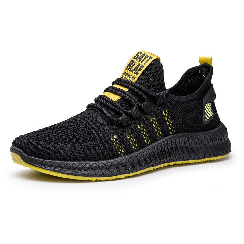 Men's Shoes Spring New Flying Woven Shoes Running Shoes Men's Comfortable Sports Shoes Korean Version Lightweight Fashion Casual Shoes 44 yellow