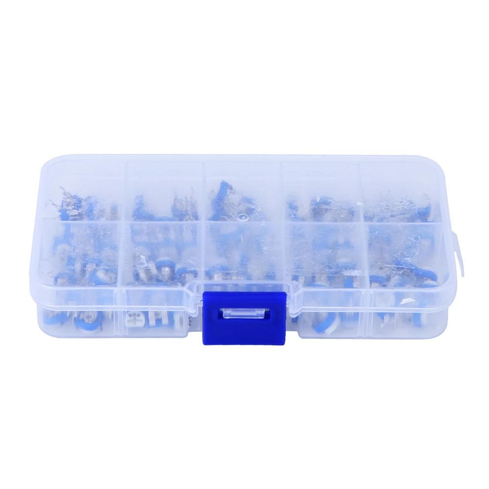 100PCS Blue & White Adjustable Resistor Set Potentiometer Kit Regulating Resistance Eletrical