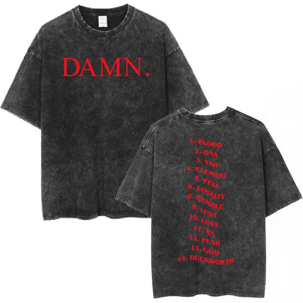Rapper Kendrick Lamar Mustard Vintage Washed T Shirts Short Sleeve T Shirt Men's Casual Cotton Oversized T-shirt S
