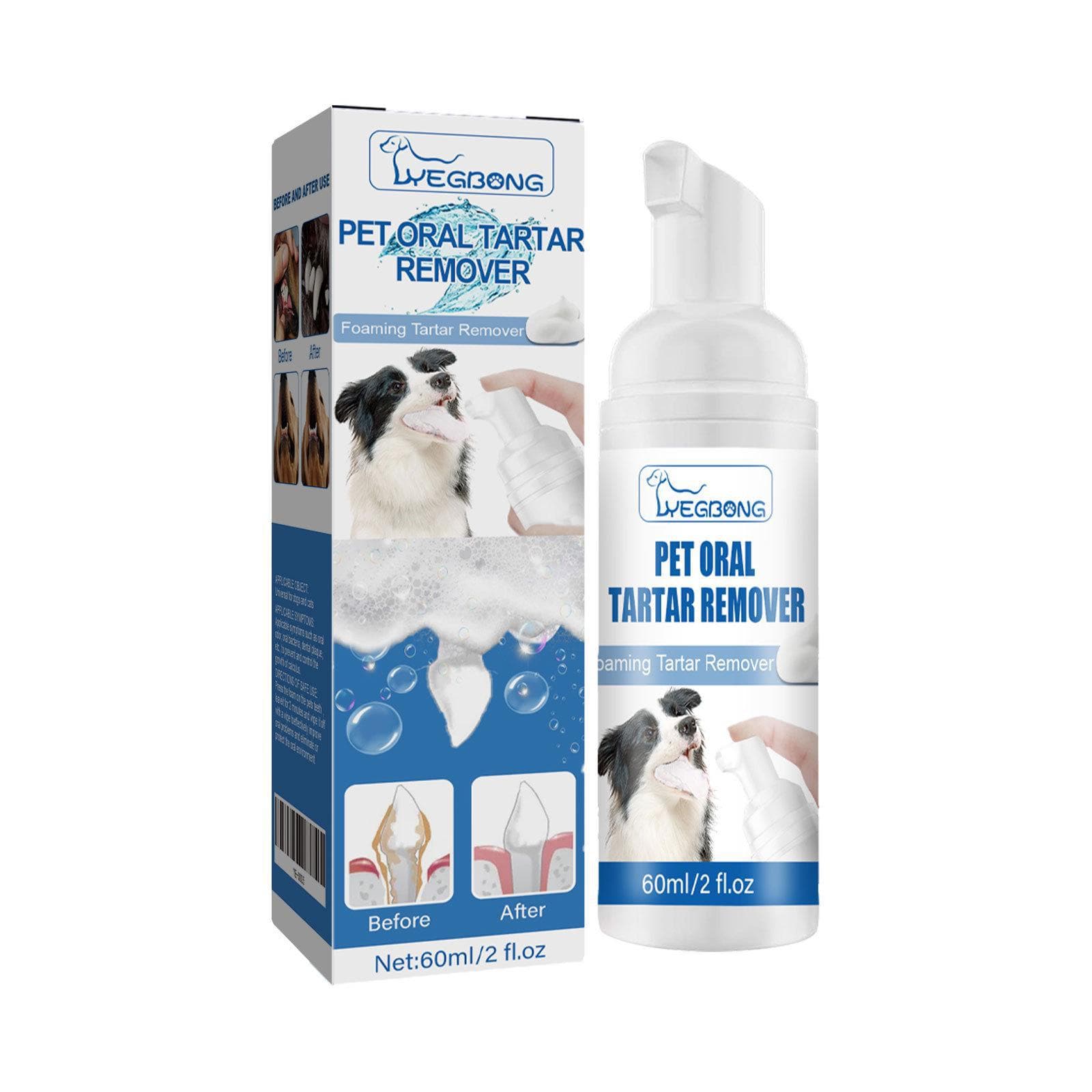 Yegbong Pet Oral Foam: Tartar Remover & Breath Freshener for Dogs & Cats 60ml box