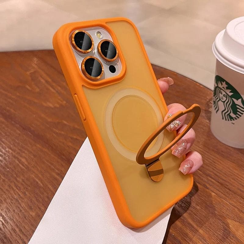 Luxury Wireless Charging Case For iPhone 11 12 13 14 15 Pro Max Plus Magnetic Ring Bracket Camera Protection Cover For iPhone 15Pro Max