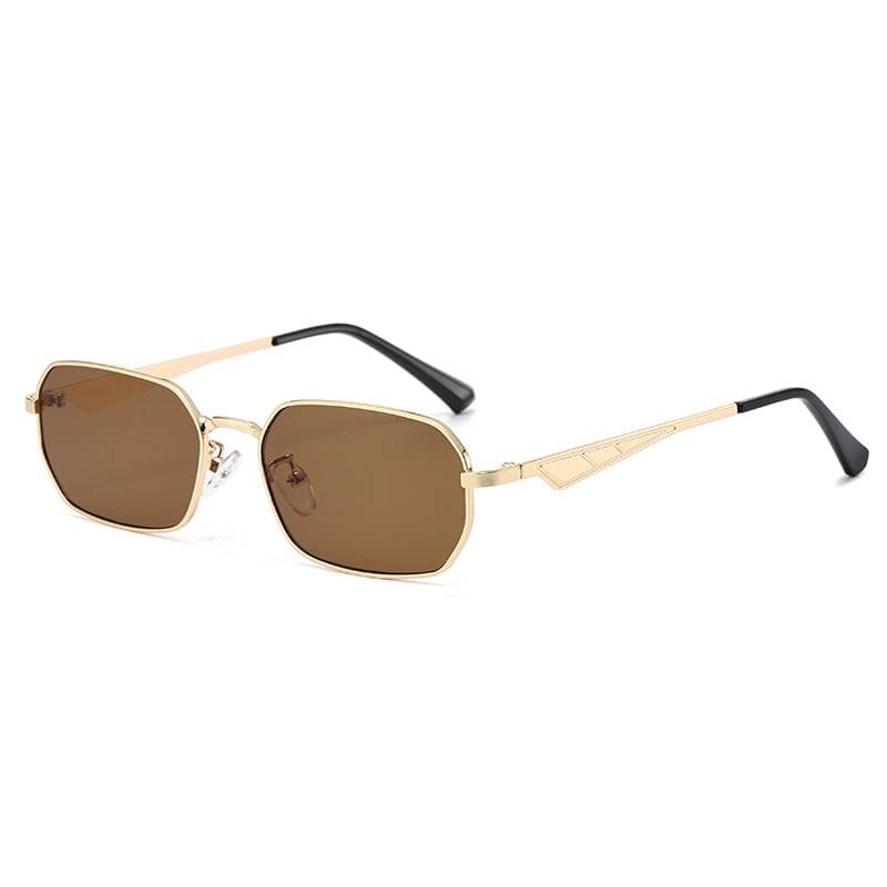 Fashion Metal Square Sunglasses for Men Women Small Frame Vintage Color Lens UV400 Protection Outdoor Casual Eyewear