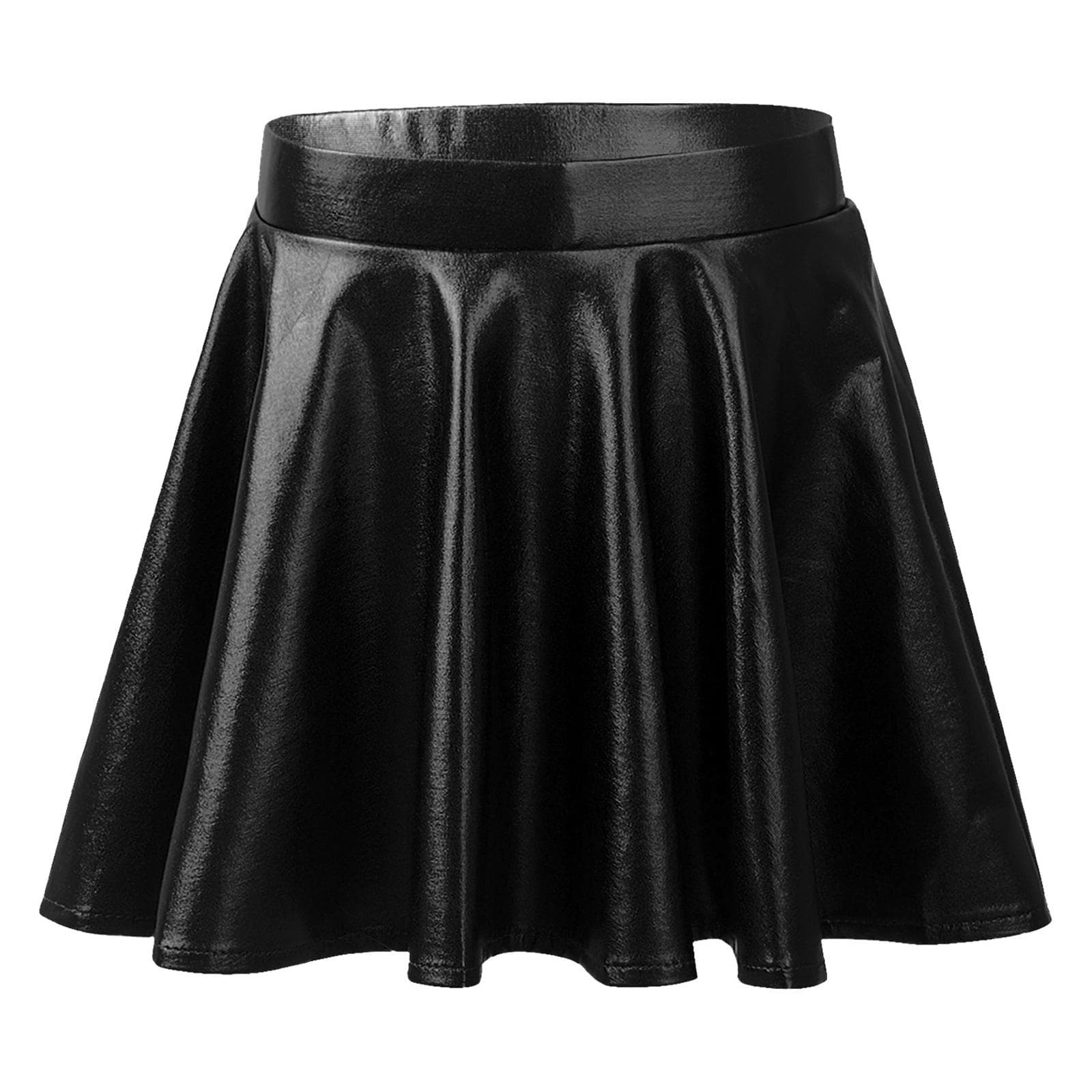 Kids Girls Metallic Flared Skater Skort High Elastic Waist Athletic Dance Scooter Skirt 5-6 Years black