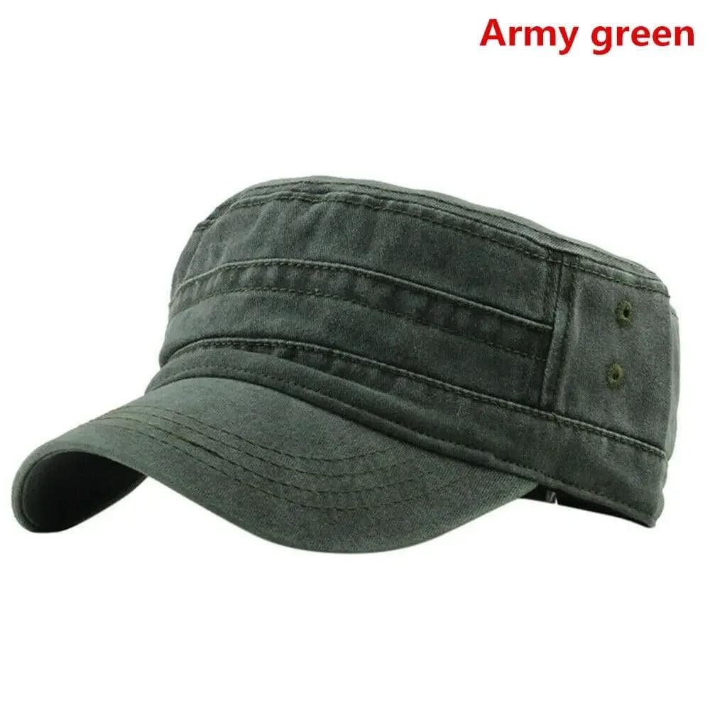 Big Head Man Large Size Pure Cotton Army Make old Flat Cap Outdoors Baseball Cap Fishing Cap Summer sun hat army green
