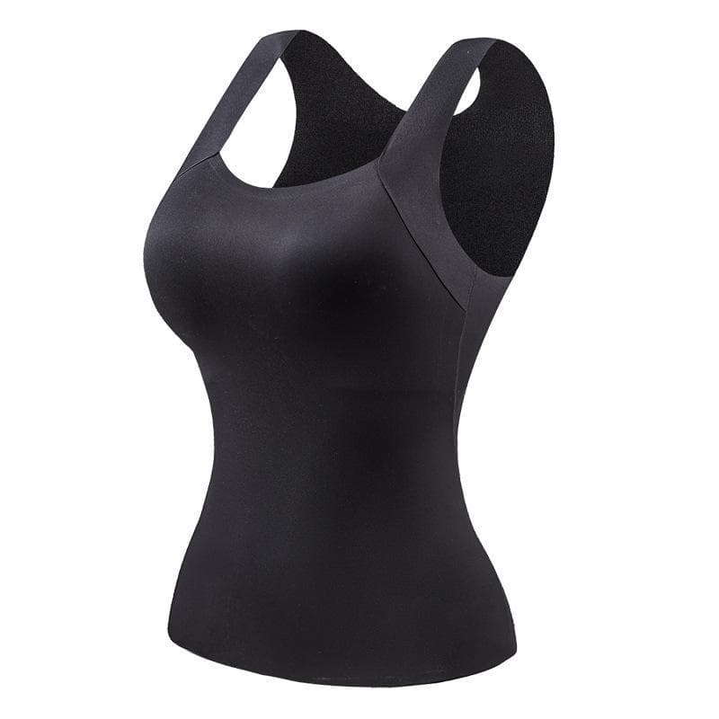 Women's Seamless Moisturizing Nude Skin Base Warm Vest with Fixed Cup for Autumn/Winter M (80-100 jin)