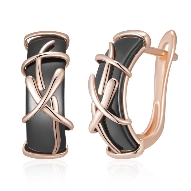 Black Ceramic Earrings Golden Embossed Personality Women Earrings Party Daily Jewelry black