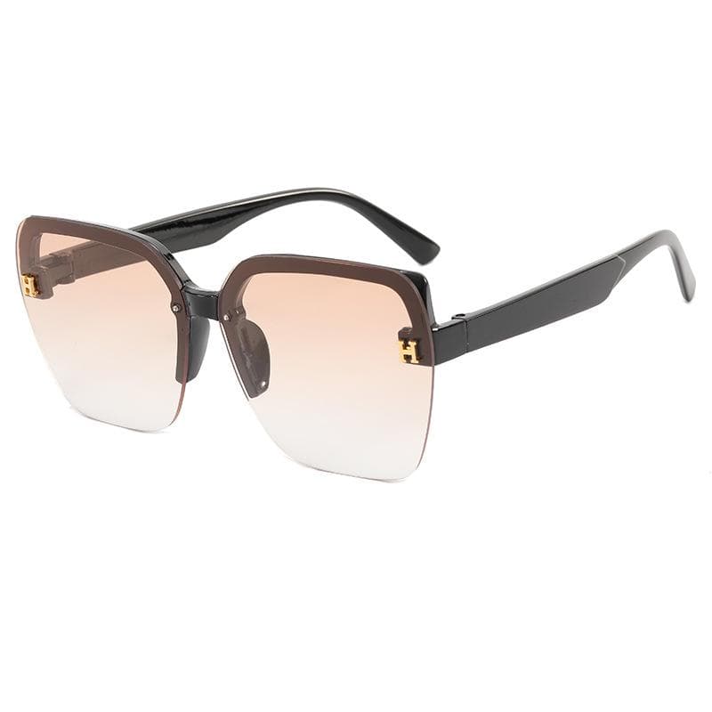 Large Frame Letter Sunglasses Half Frame Sunglasses Women'S Square Sunglasses 5279