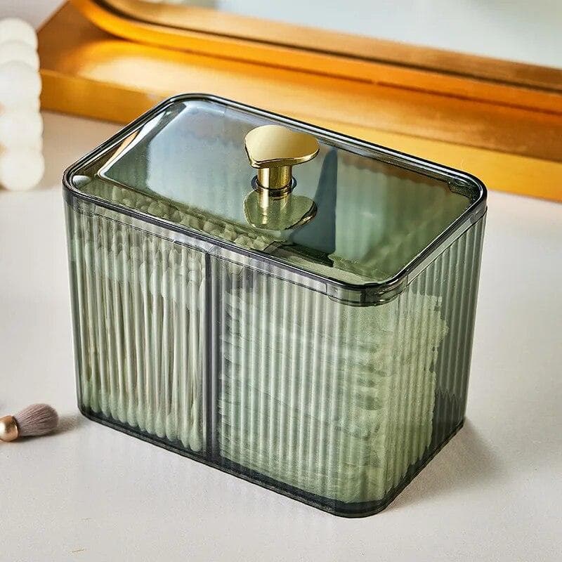 Transparent Plastic Square Swabs Cosmetic Organizer Storage Box Cotton Pads Holder For Daily Storage green