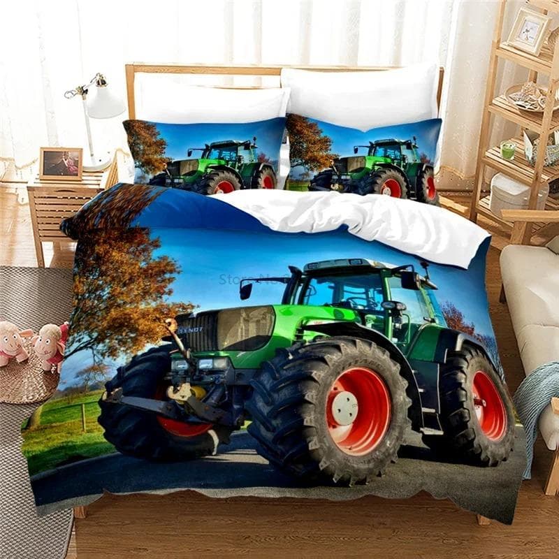 Farm Tractor 3d Bedding Set Duvet Cover Set with Pillowcase Home Textile Twin Full Queen King Bedclothes for Family Home Decor AU Single 140x210cm