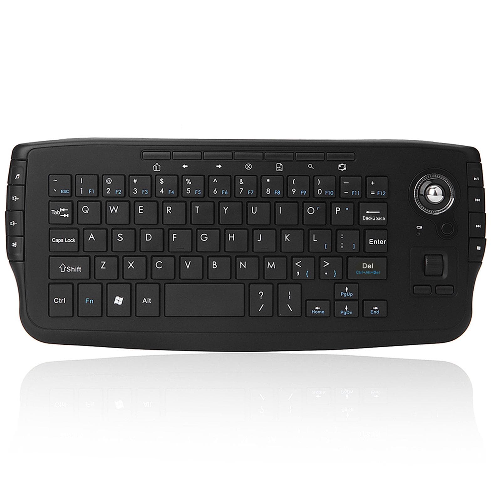 E30 2.4GHz Wireless Keyboard with Trackball Mouse Scroll Wheel Remote Control for Android TV BOX black
