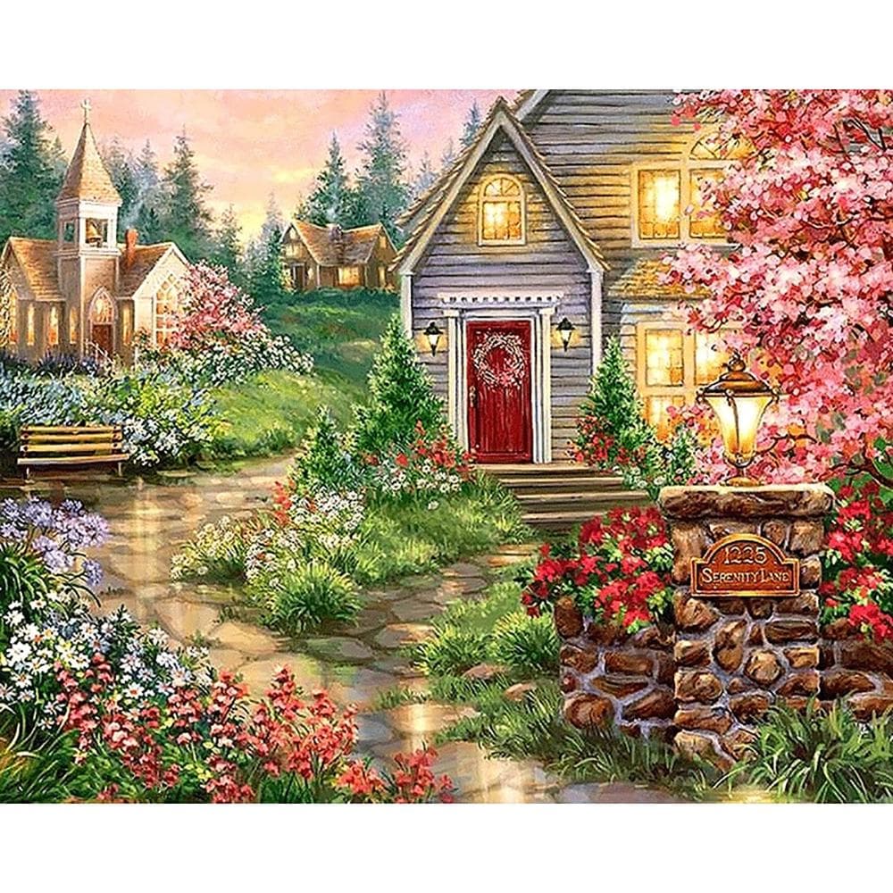 Diamond Embroidery House with Light Crystal 5D Cross Stitch Diamond Painting DIY Sticker Decoration 20X30CM