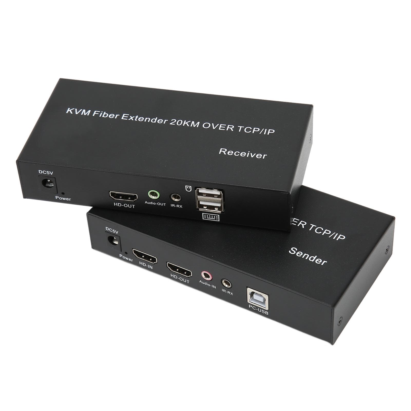HD KVM Extender 20KM Single Mode Fiber 1080P 60Hz 0 Latency Local Output KVM Fiber Extender for EU Plug