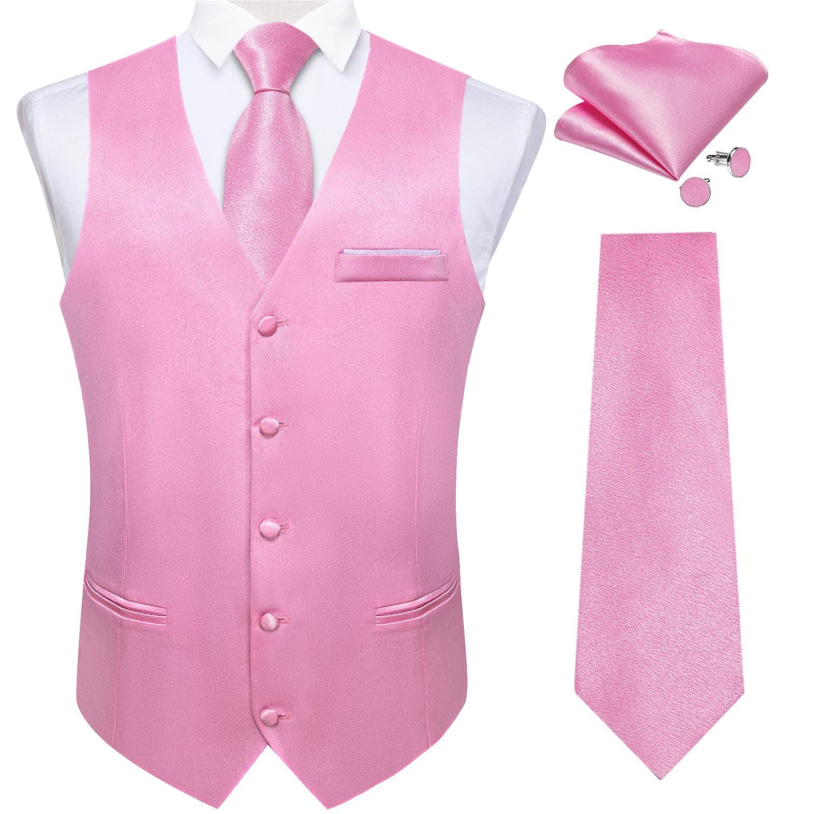 Dibangu Mens Yellow Paisley Vest Suit Waistcoat Hanky Cufflinks Tie Set Wedding S