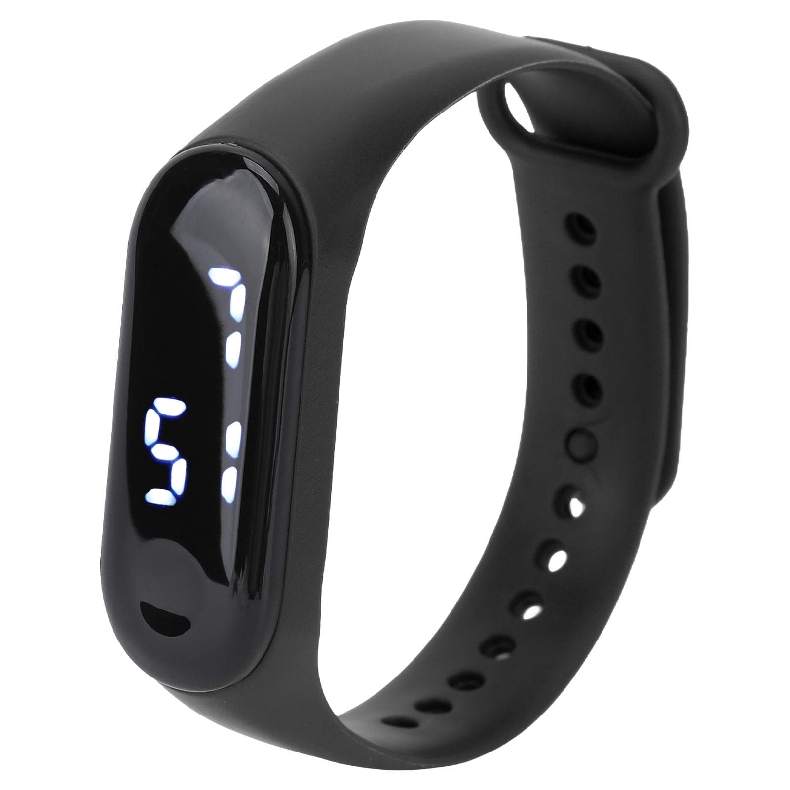 Digital Watch LED White Light Display Plastic Mirror Electronic Movement Silicone Strap Sports