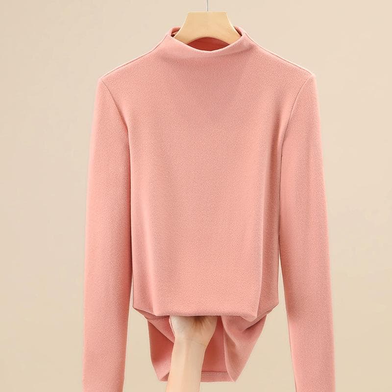 Double-sided German Velvet Base Shirt for Women New Women's Clothing with Temperament Waist-hugging and Thermal Inner Wear Solid Color Top 3XL