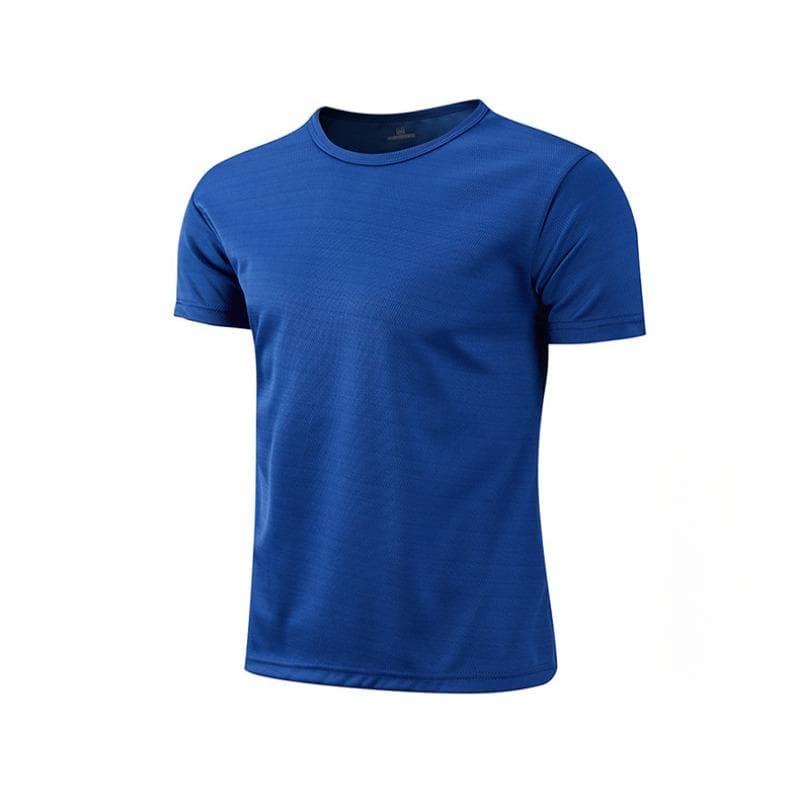 Summer Round Neck T-shirt Quick Dry Clothes Work Clothes Short-sleeved T-shirt L blue