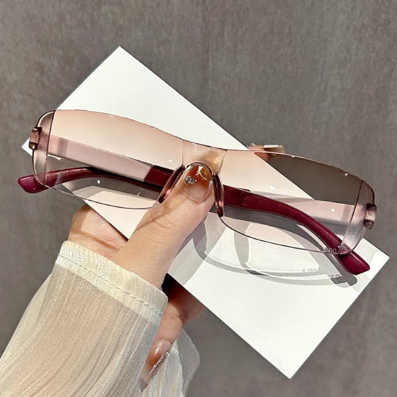 New Frameless Sunglasses Women Retro Trend Glasses For Men Luxury Brand Gradient Anti Blue Light +1.0 4