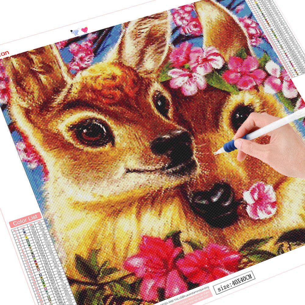 5D DIY Diamond Painting Deer Full Round Drill Embroidery Animal Mosaic Picture 30x30CM
