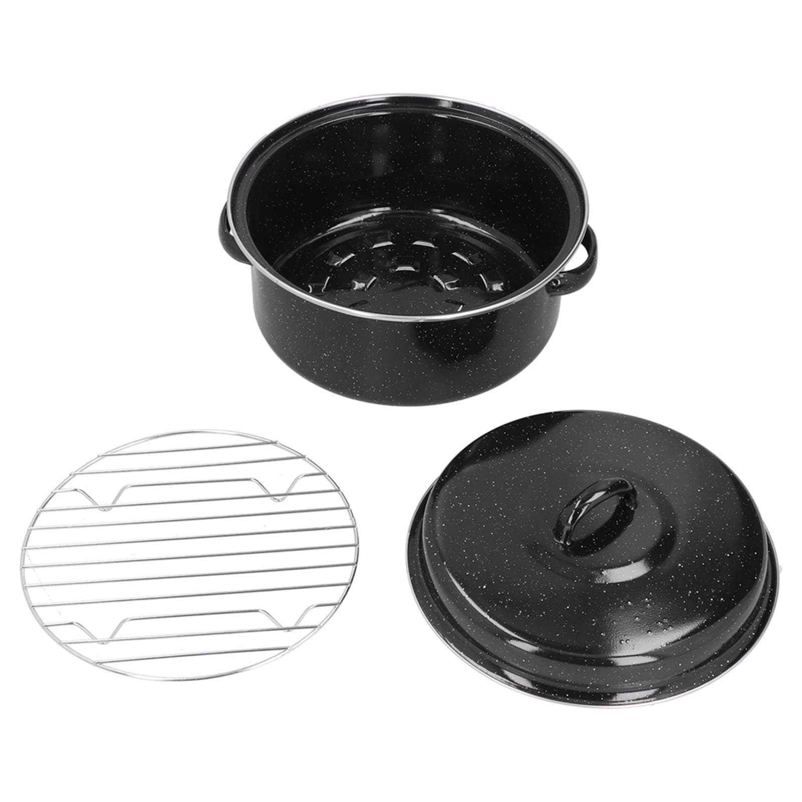 Oval Roaster Enamel Oval Roaster Excellent Heating for Barbucue and Sweet Potato Black for Family