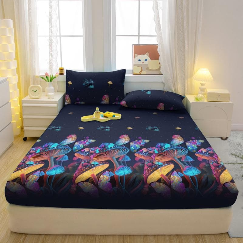 1 Simple Modern Plant Flower Printed Matte Fitted Sheet, Bedroom Printed Bed Cover, Bedding (Excluding Pillowcases) 71x132cm