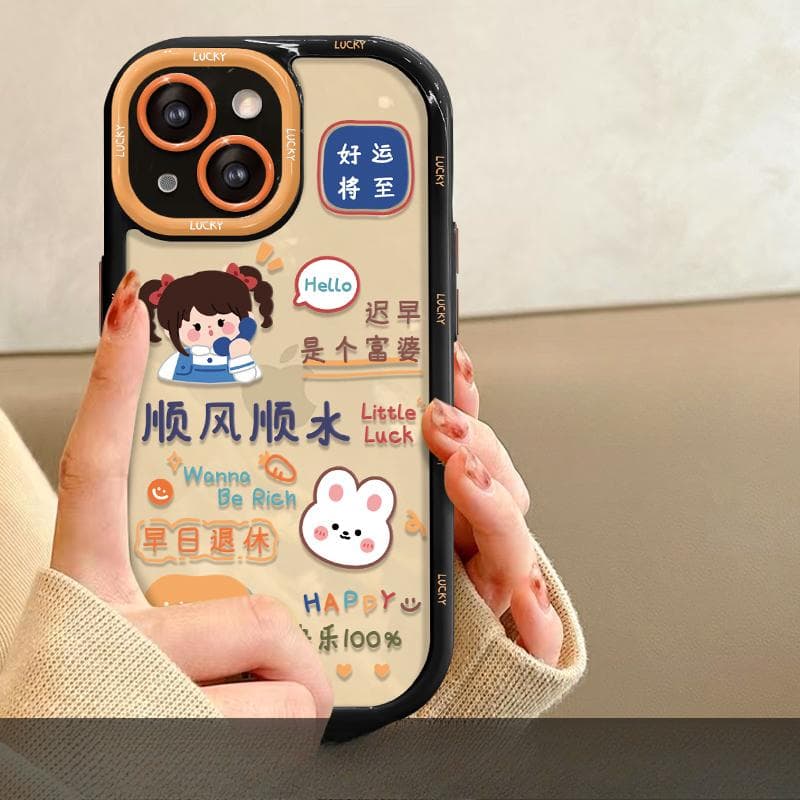 Applicable To Apple 15 Mobile Phone Case IPhone 14pro Creative Lucky Girl 13/12 High-end Sense 8plus Silicone iPhone SE (2nd Generation)