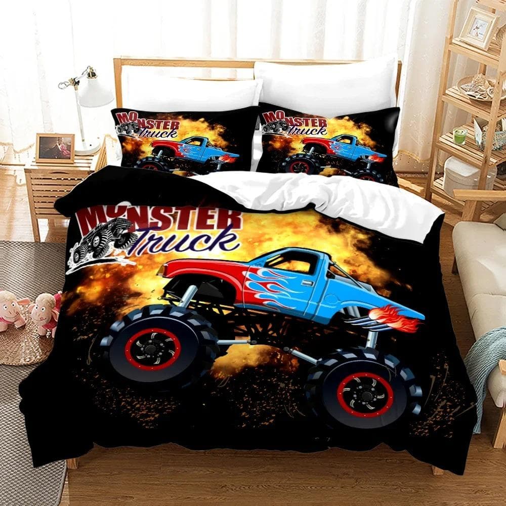 3D Print Anime Monster Jam Bedding Set Single Twin Full Queen King Size Monster Jam F1 Bed Set Teenager Bedroom Duvet cover Sets 70x133cm 2pcs