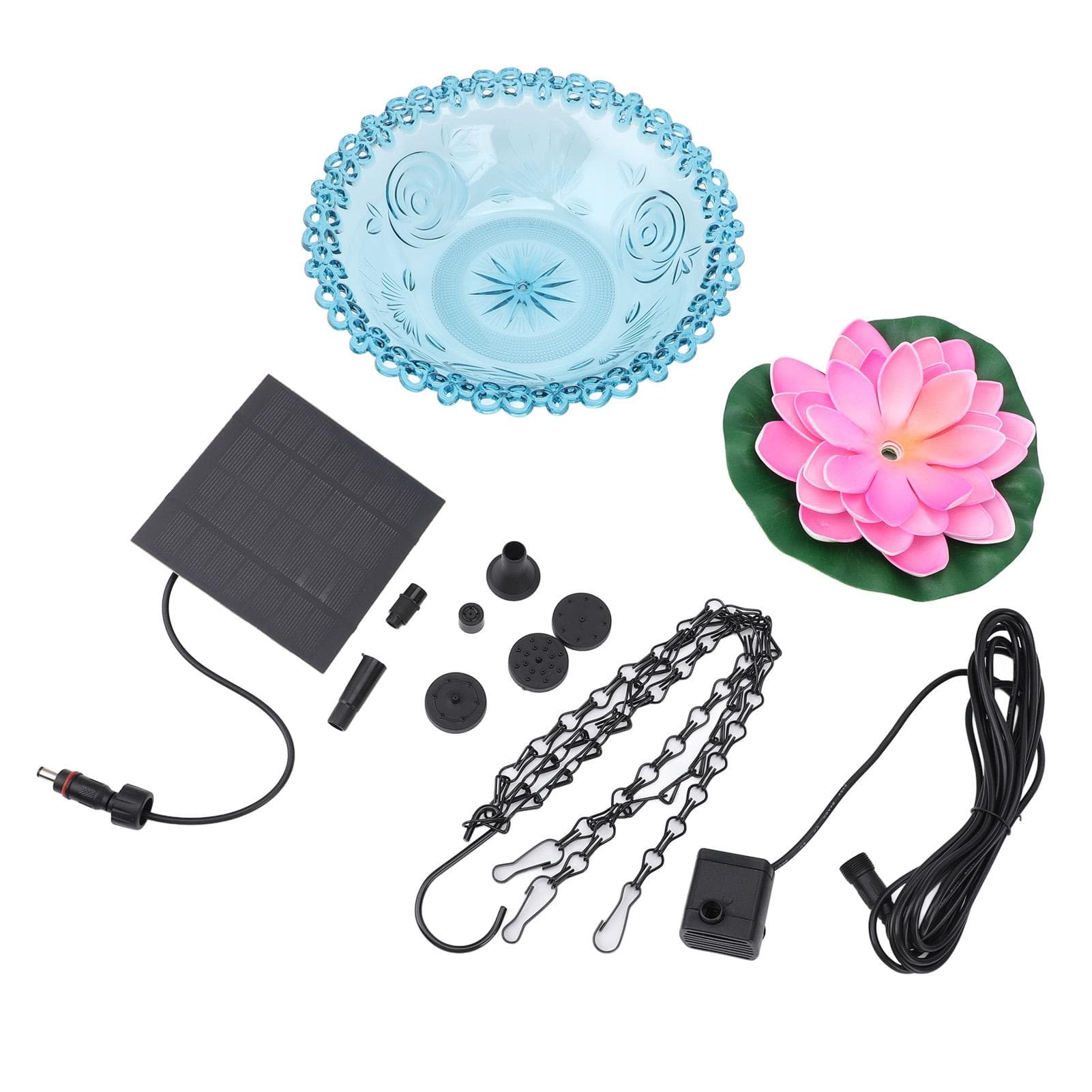 Hanging Bird Bath with Solar Fountain Pump Multi Functional Basin Solar Powered Water Fountain Pump