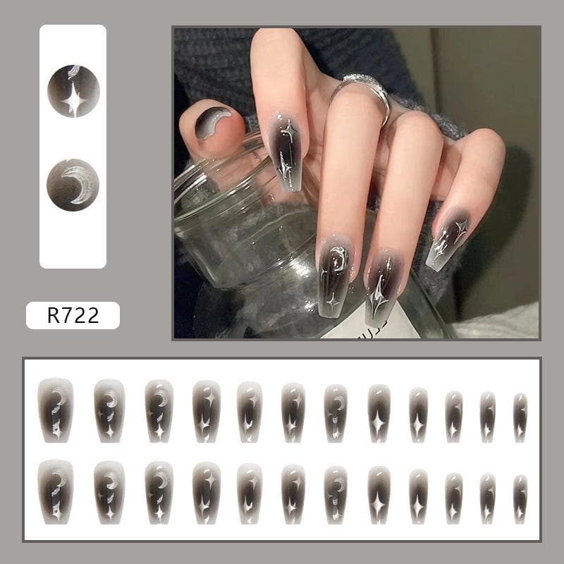 Dummy Nail Black Moon Star Powder Blusher Ballet Nail Pressing Set black