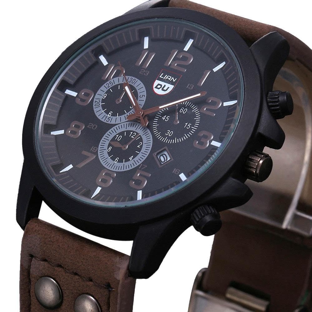Fashion Leather Men's Sports Watch/Calendar Display/Casual Brown