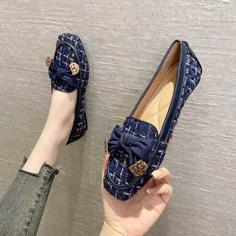 2025 Spring Autumn Soft Shoes Women Flats Fashion Brand Elegant Ladies Single Shoes Luxury Black Blue Plus Size 42 37 blue