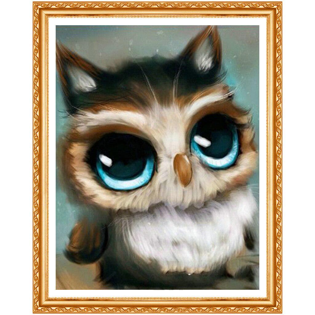 5D Diamond Painting Owl Lovely Animal Crystal Cross-stitch Needlework Home Decor Wall Sticker 20X30CM