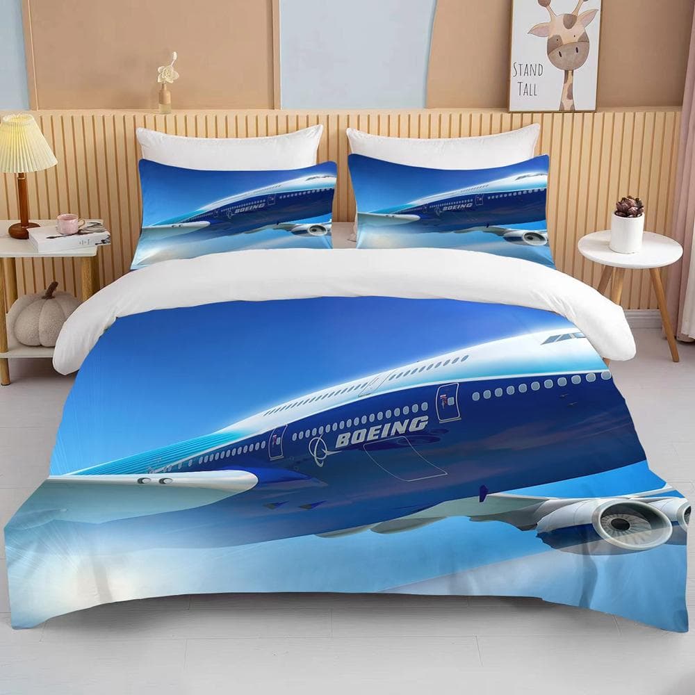 fashion 3D Printed Airplane Plane Bedding Set Cartoon Duvet Covers With Pillowcases Soft Bedclothes Custom Bed Linen Drop Ship EU single(135x200cm)