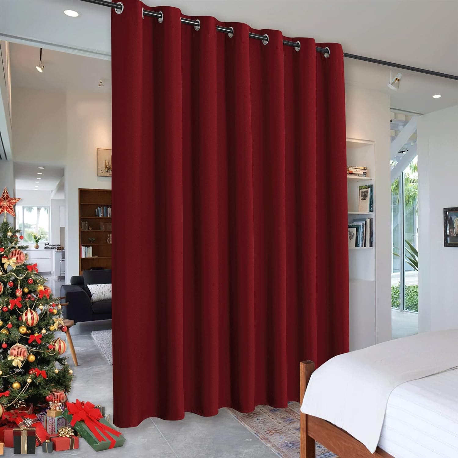 Pack Of 1 Room Divider BlackOut Curtain for Living Room, Noise Reduction Curtain with Anti-Rust Grommet Top Blackout Curtain 150H 84L inch&Grommet Top burgundy