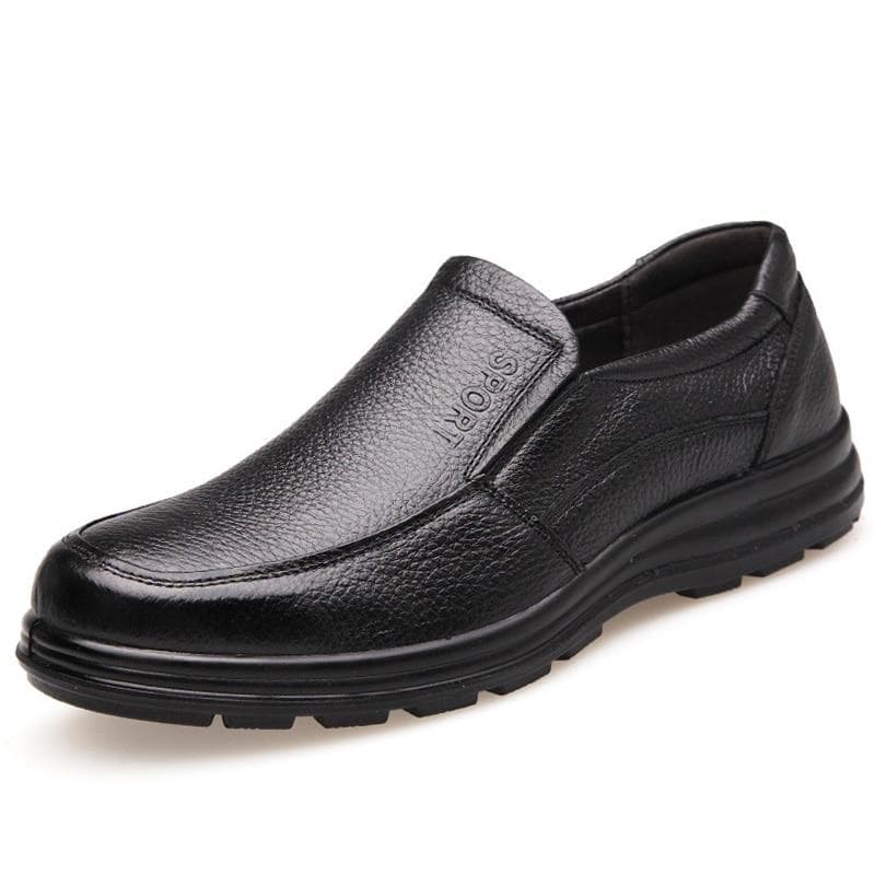 Genuine Leather Shoes Men Business Brogues Cow Leather Male Footwear Slip-on Black Brown 40 black