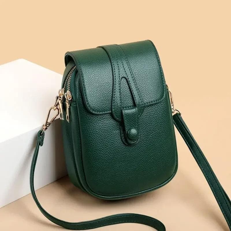 Vintage Fashion Women's Small Shoulder Bag Vintage PU Leather Crossbody Cell Phone Messenger Bag Handbag Wallet and Tote Bag 13*20*8cm green