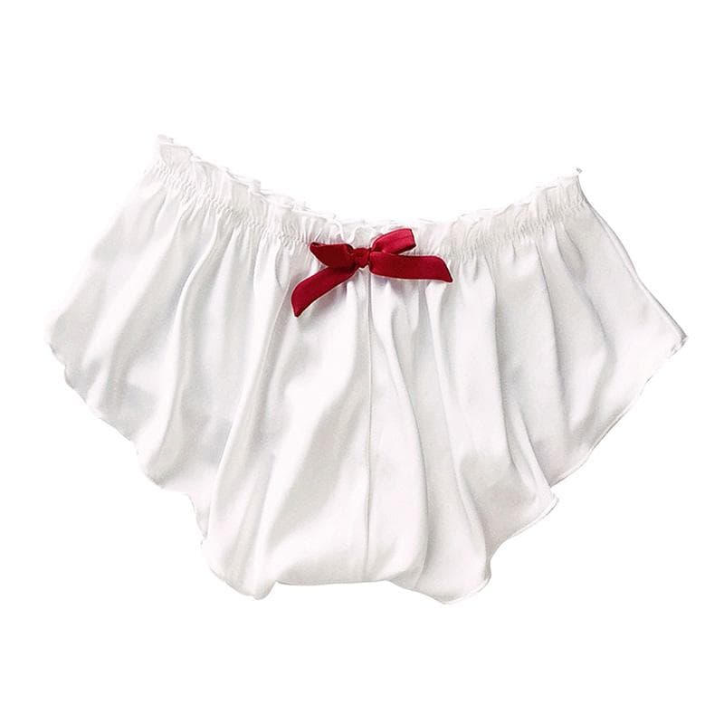 Women's Briefs Satin Underwear Solid Color Seamless Pajamas Plus Size Shorts Sexy Lingerie XL white