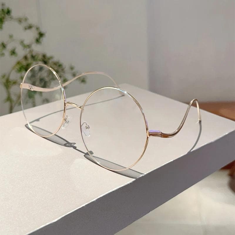 KAMMPT Oversized Round Sunglasses Women Vintage Gradient Shades Retro Trendy Luxury Stylish Sun Glasses Fashion golden