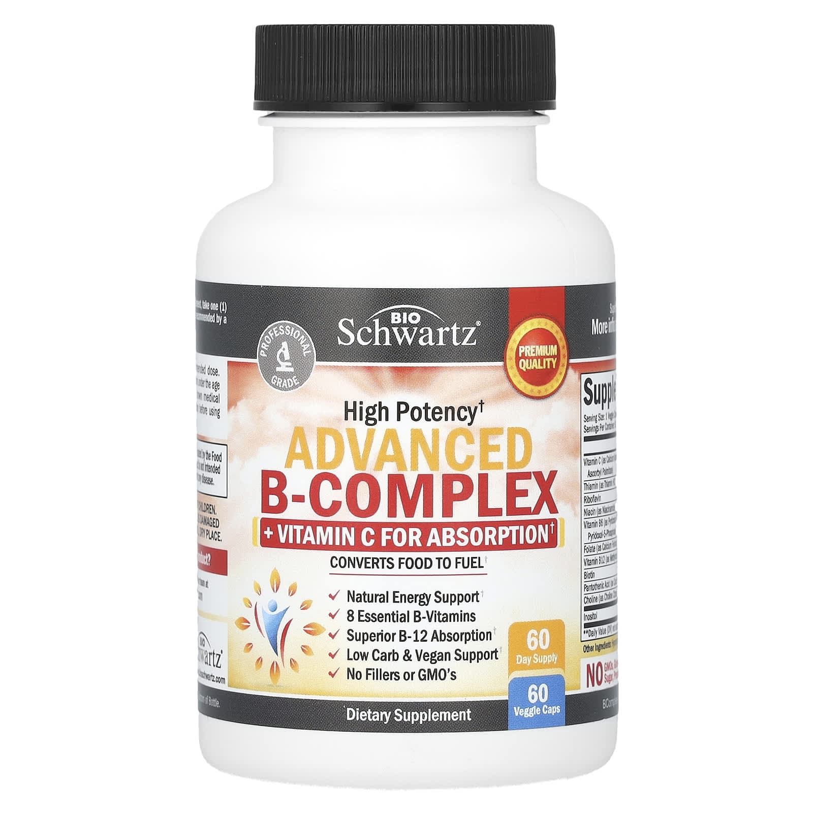 BioSchwartz, High Potency Advanced B-Complex, 60 Veggie Capsules