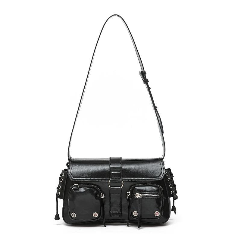 Cool and Trendy Girls Carry Baguettes, Women's Bags, Single-shoulder Bags and Crossbody Bags Under Their Armpits black