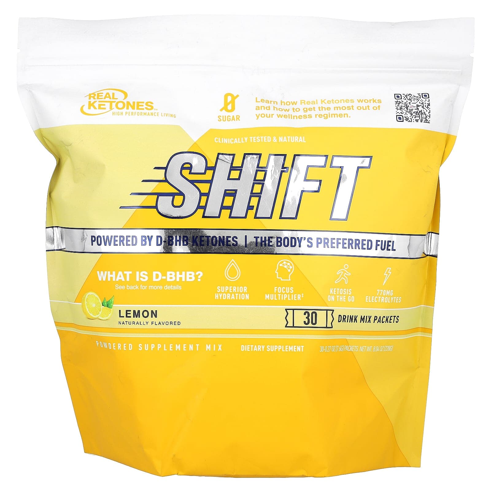 Real Ketones, Shift, Lemon, Drink Mix 30 packs, 0.27 oz (7.6 g) each