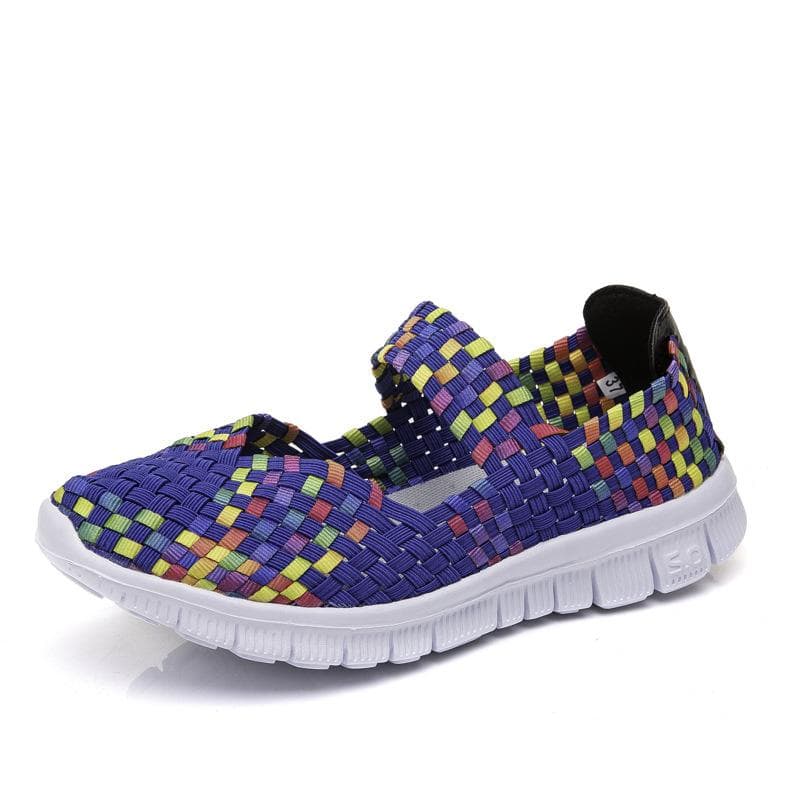 Women's Casual Flats Slip On Comfort Loafers Handmade Elastic Woven Shoes Lightweight Breathable Mary Jane Sneakers Nurse Shoes Womens Summer Sandals 40