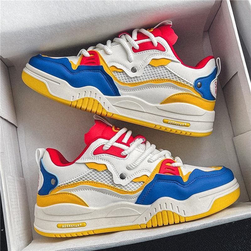 Men's Vulcanized Shoes Trendy Personalized Teenagers Casual Shoes Round Toe Lace-Up Plus Size Platform Shoes Men Shose For Sale 46 yellow