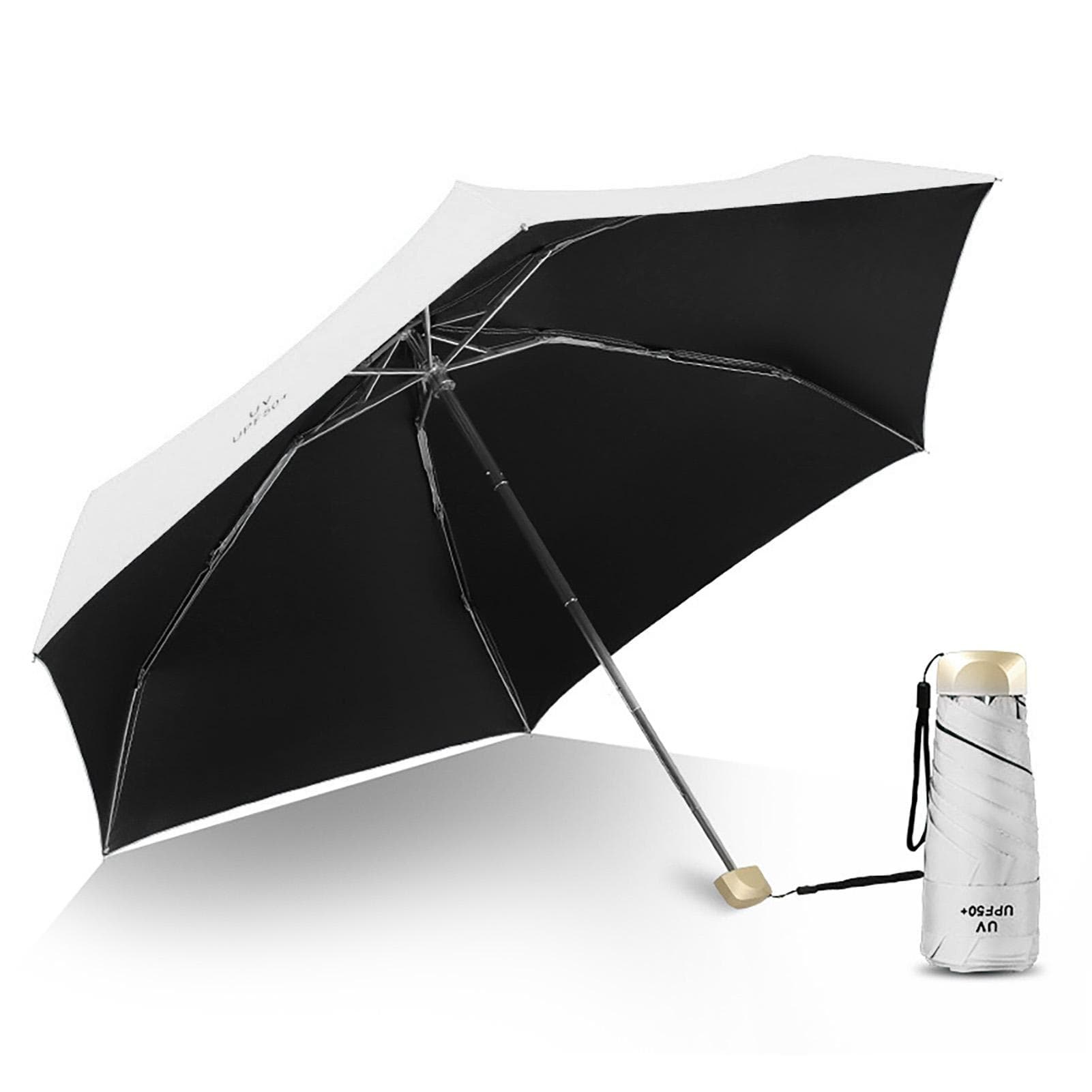 Sun Umbrella Super Light Mini Foldable UV Protection Wind Proof Portable Dual Use Umbrella White white