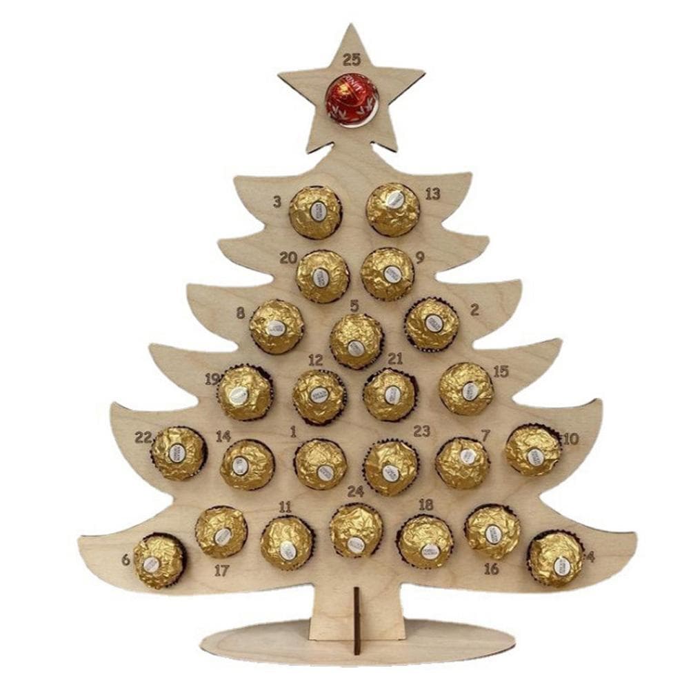Wooden Advent Calendar Christmas Chocolate Stand Christmas Ornaments Party Decoration Gifts Lucky tiger
