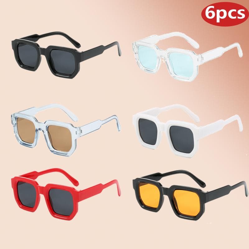 6Pack UV400 Protective Glasses Women Men Square Sun Shades Gradient Lens Outdoor Eyewear Unisex Fashion