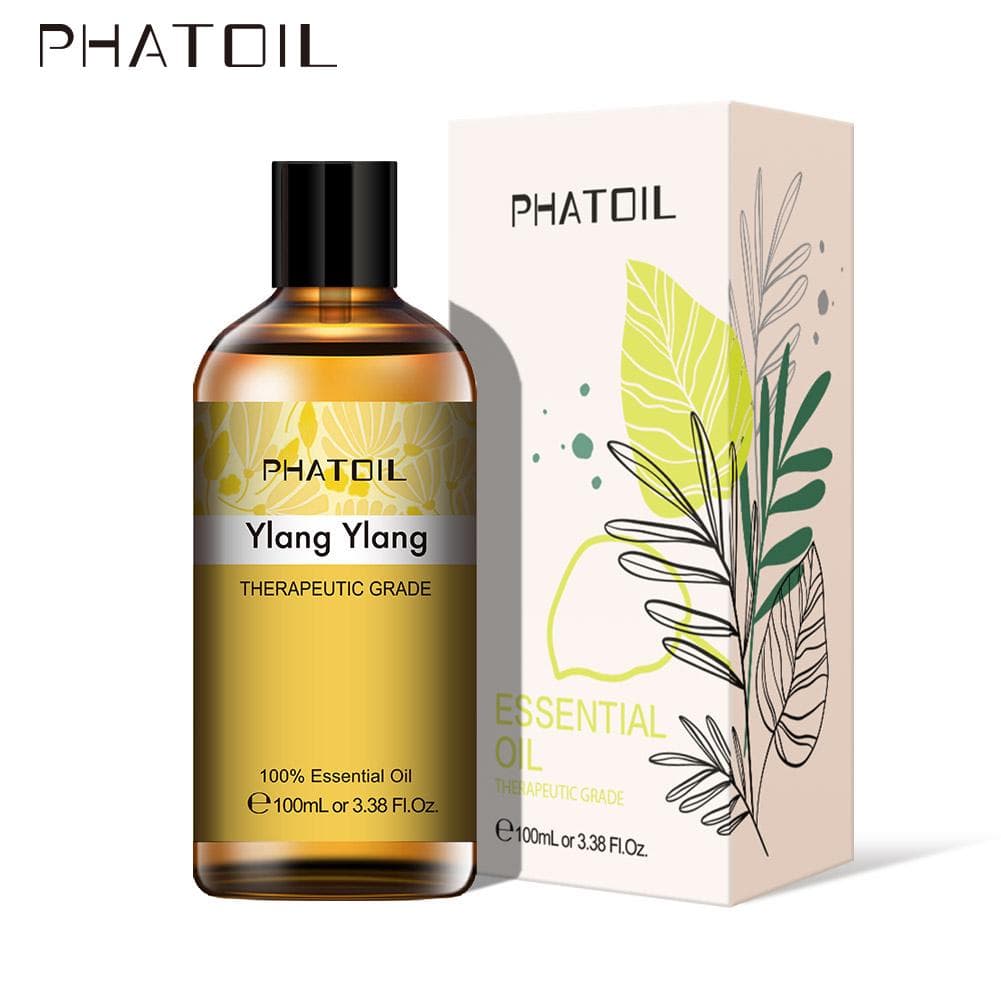 PHATOIL Ylang Ylang Plant Essential Oil with Dropper for Lower Blood Pressure Skin Care SPA Body Massage Natural Fragrance Oil 5ML/10ML/30ML/100ML Ylang Ylang-100ml