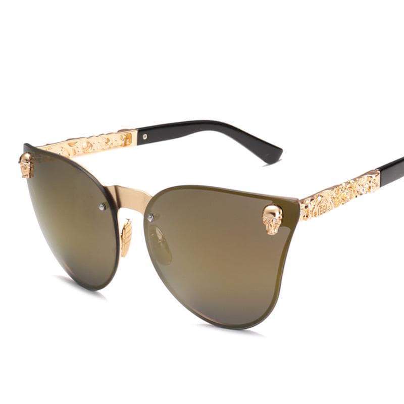 Men Women Gothic Sunglasses Skull Frame Metal Temple Sunglasses None