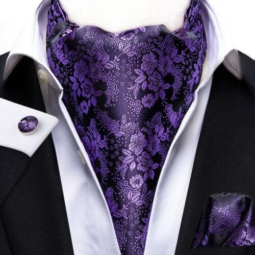 Gold Paisley Mens Silk Ascot Cravat Tie Formal Scarf Handkerchief Cufflinks Set AS-1042